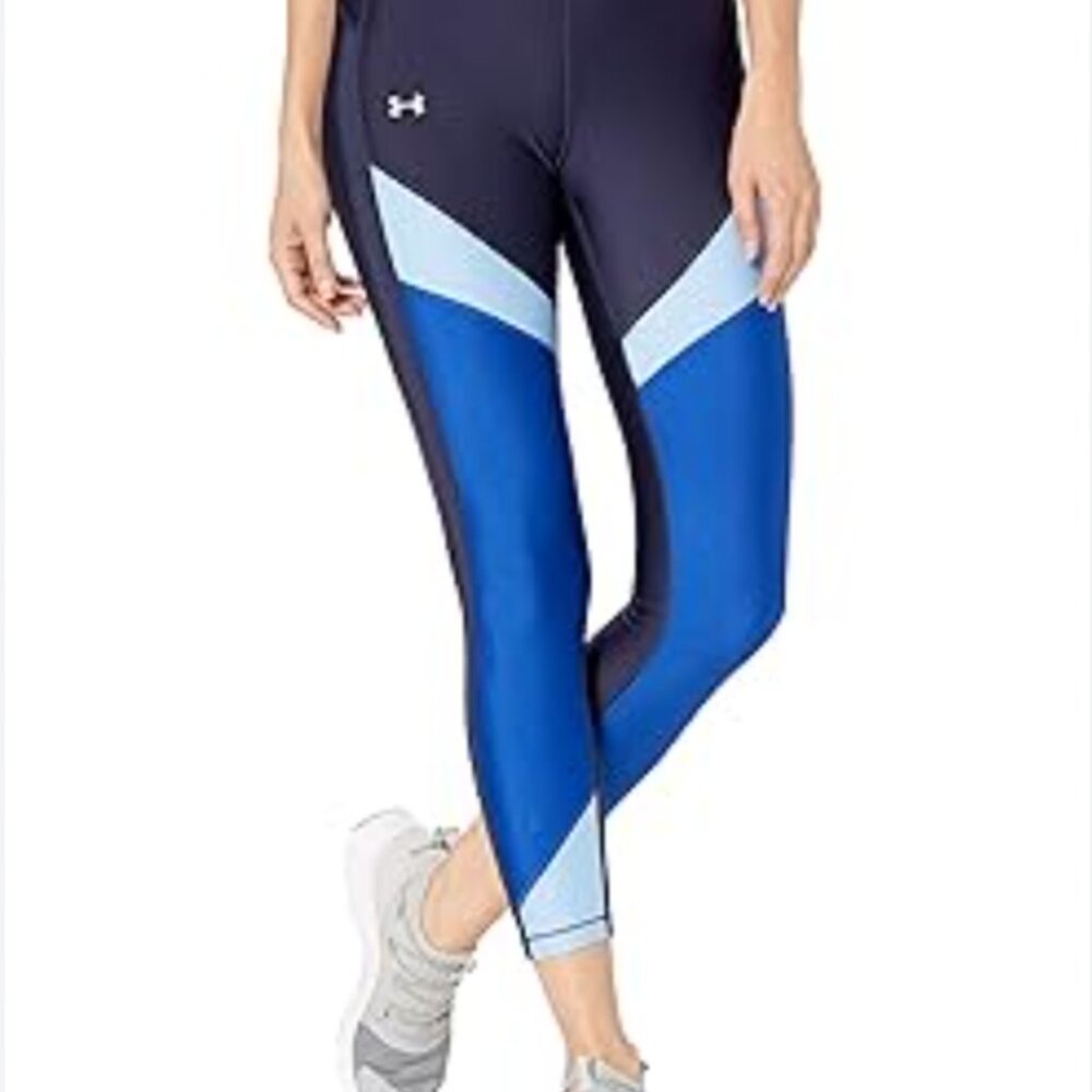 Under Armour‎ Women's HeatGear Color Blocked Ankle Crop Legging, Sz L